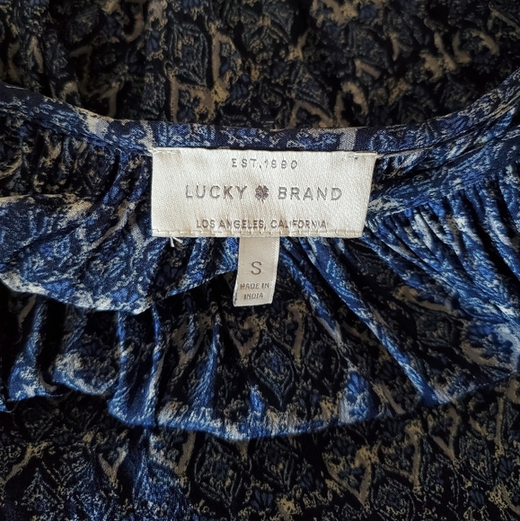 Lucky Brand EUC Flowy Blue Long Top Dress - Picture 2 of 5